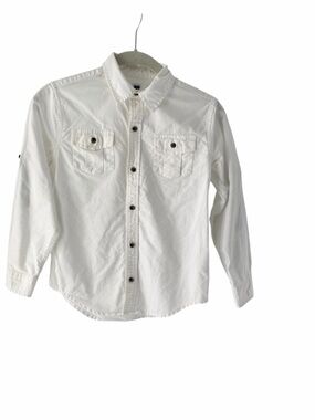Janie and Jack Boys Sz 8 Classic Button-Down White Shirt 100% Cotton Versatile